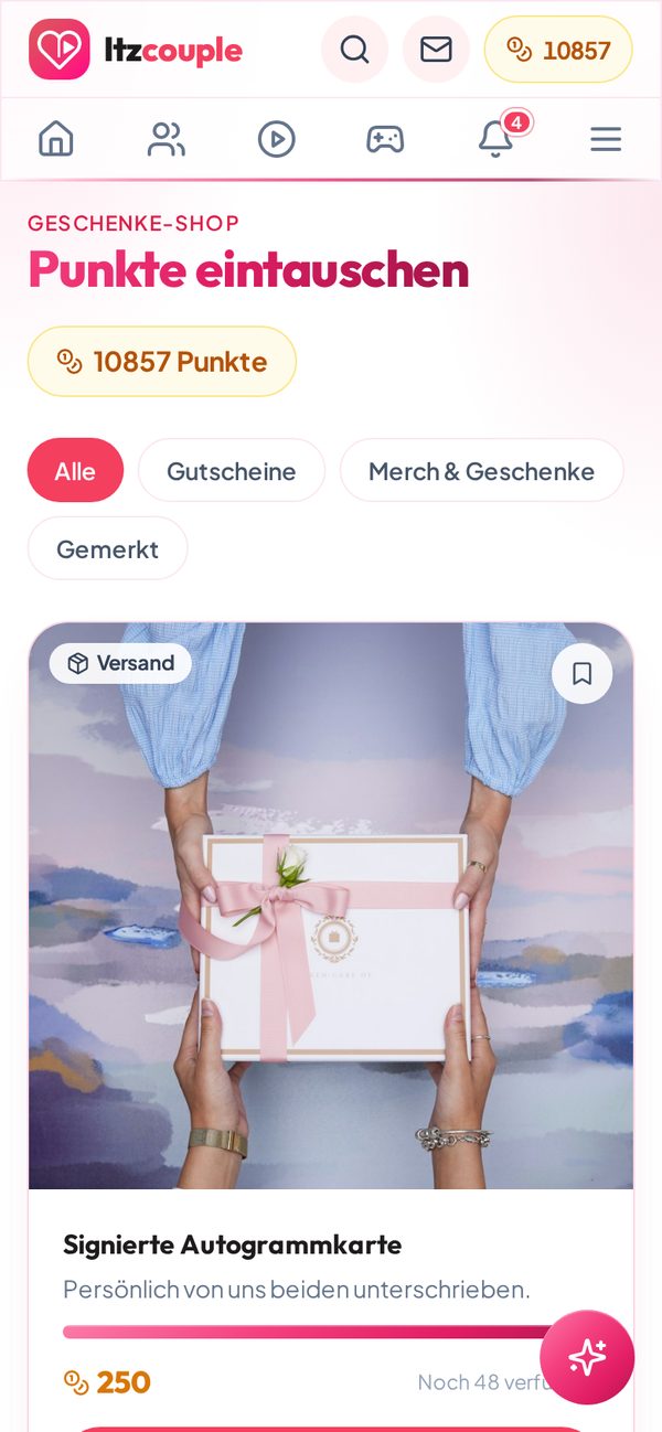 Geschenke in der itzcouple App