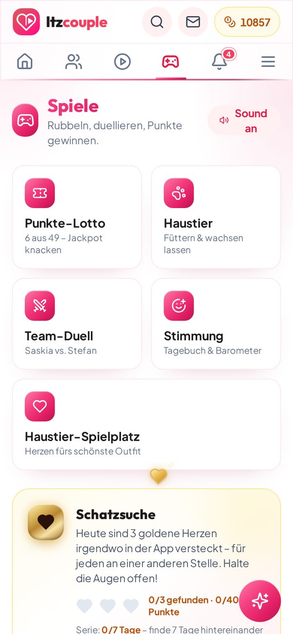 Spiele in der itzcouple App